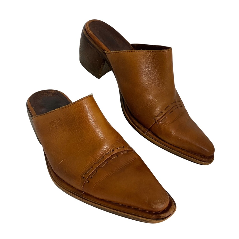 PIKOLINOS Slip On Slide Sandals Clogs Women's Size 37 Leather Cognac‎